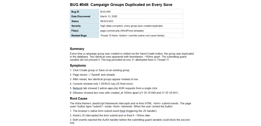 Vibecoding Bug-Dokumentation